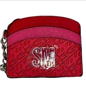Steve Madden card case wallet Red/pink black faux leather 6 card slots SM NWT